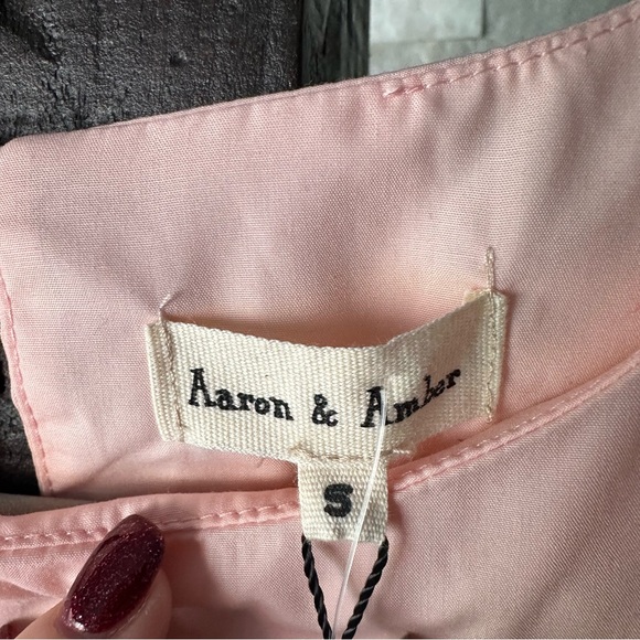 AARON & AMBER Tiered Cotton Colorblock Long Sleeve Dress New with Tags Size S - Picture 6 of 10